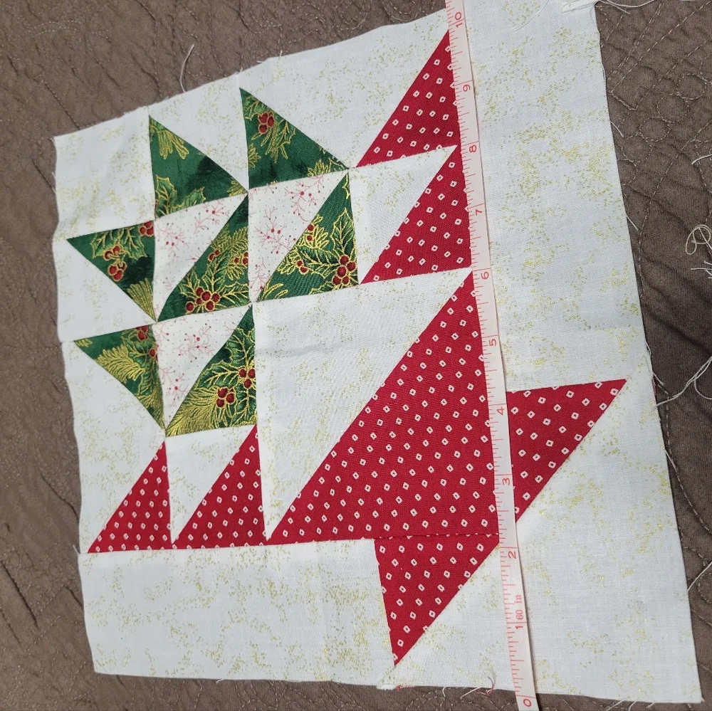 Set of 7 Holiday Quilt Squares holiday basket homemade block quilt squares